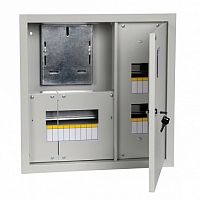 Распределительный шкаф ЩУРв 15 мод., IP31, встраиваемый, сталь, серая дверь, с клеммами |  код. MKM24-V-15-31-ZO |  IEK